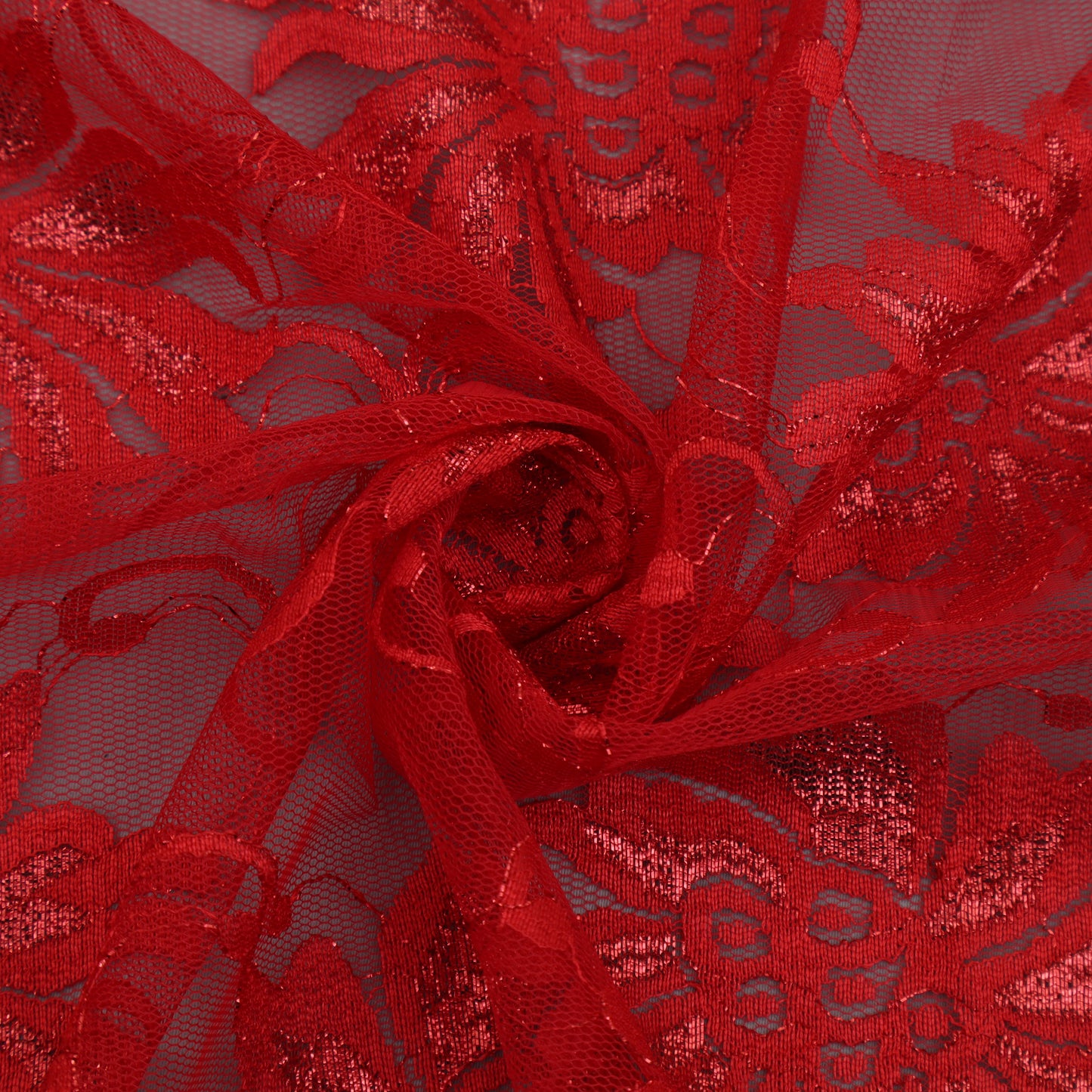 Red Color Chantilly Lace Fabric