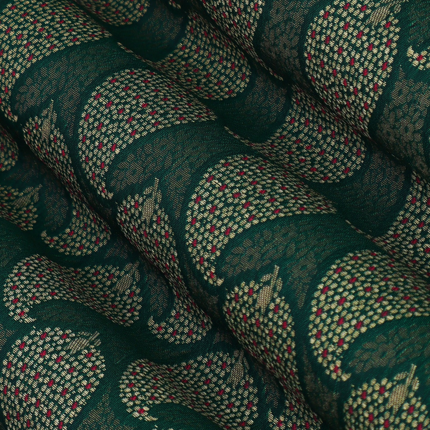 Green Color Katan Meena Brocade Fabric