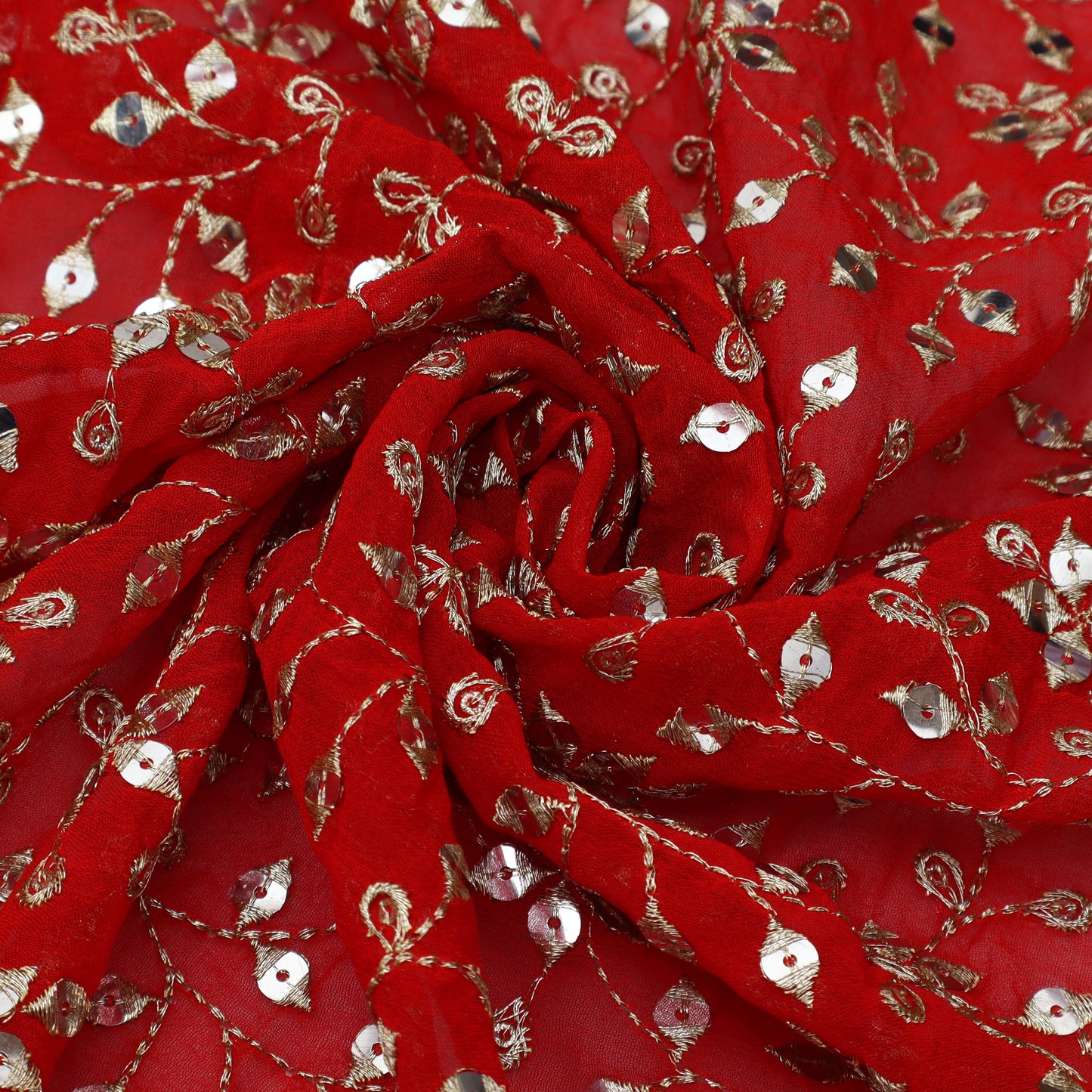 Georgette Sequins Embroidery Fabric