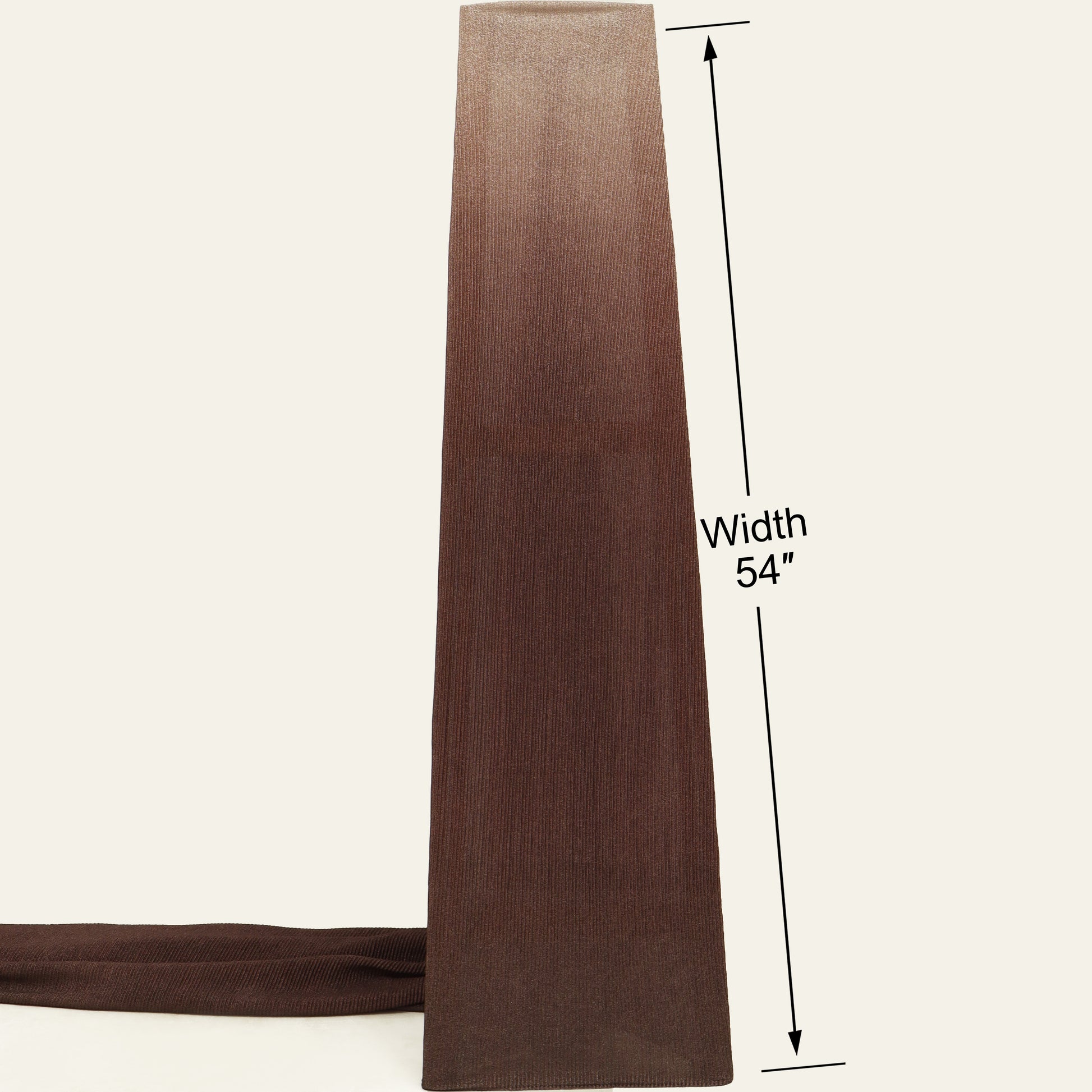 Brown fabric strip with a measurement label indicating width 54 inches on a white background