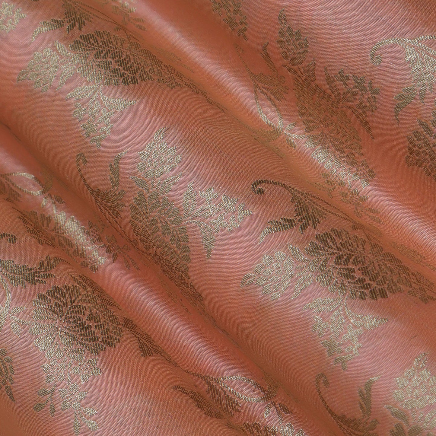 Peach Color Brocade Fabric