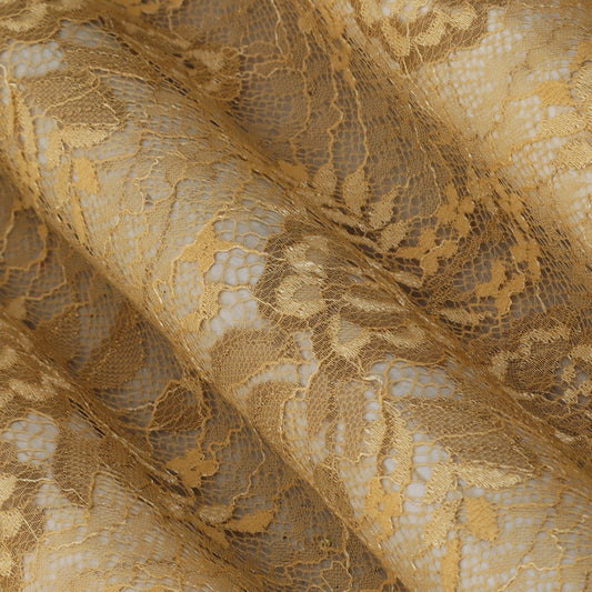 Beige Color Chantilly Lace Fabric