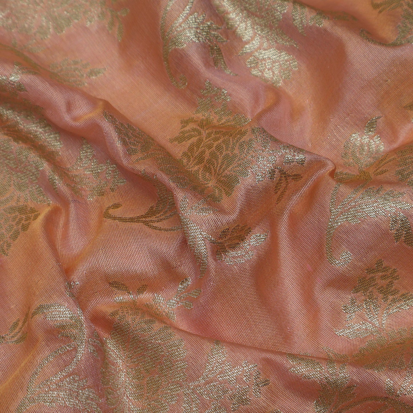 Peach Color Brocade Fabric