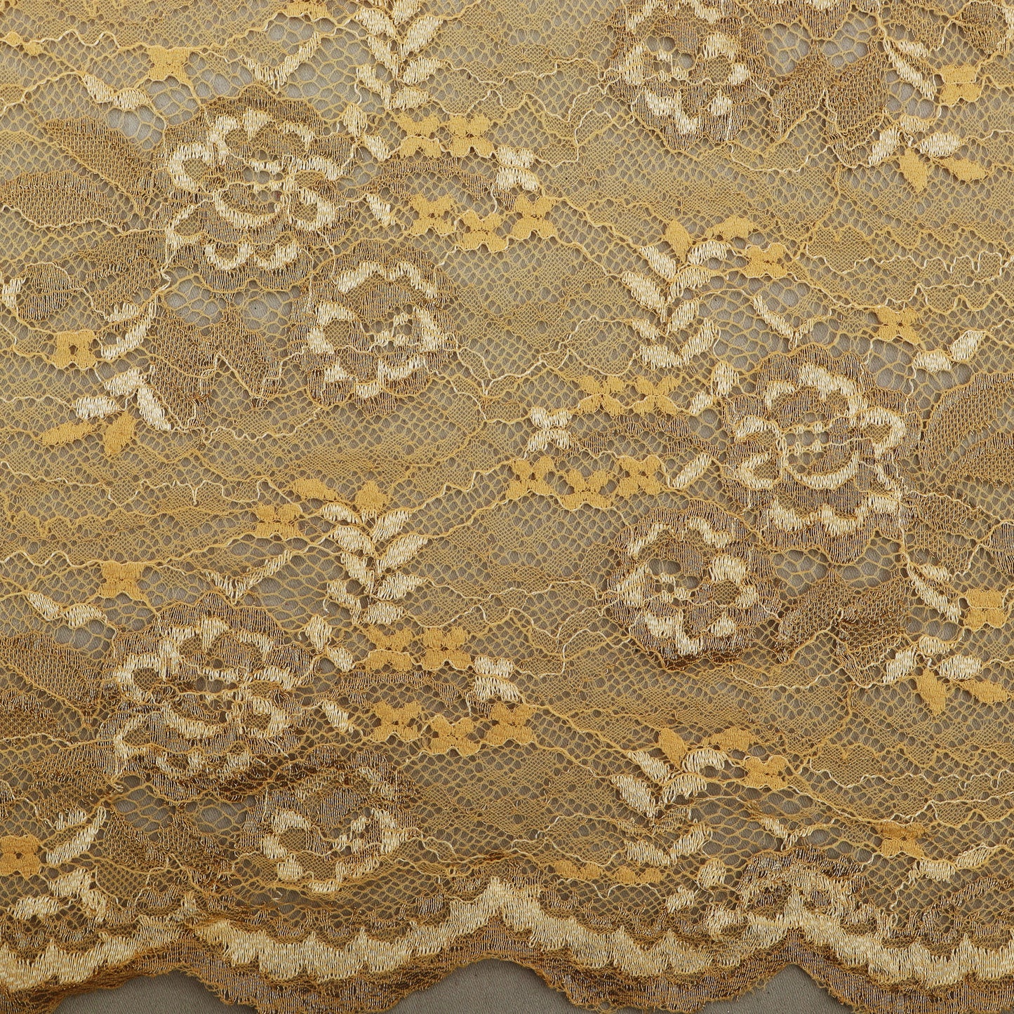 Beige Color Chantilly Lace Fabric