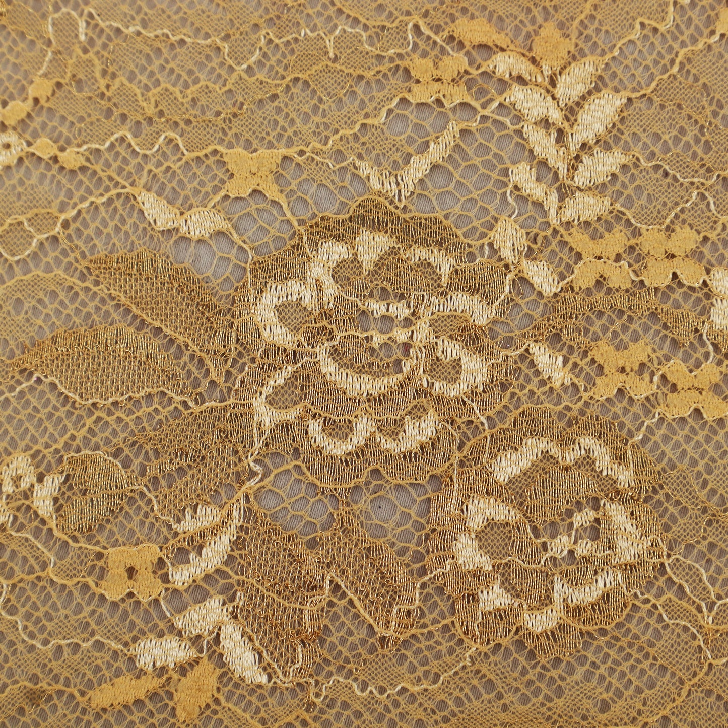 Beige Color Chantilly Lace Fabric