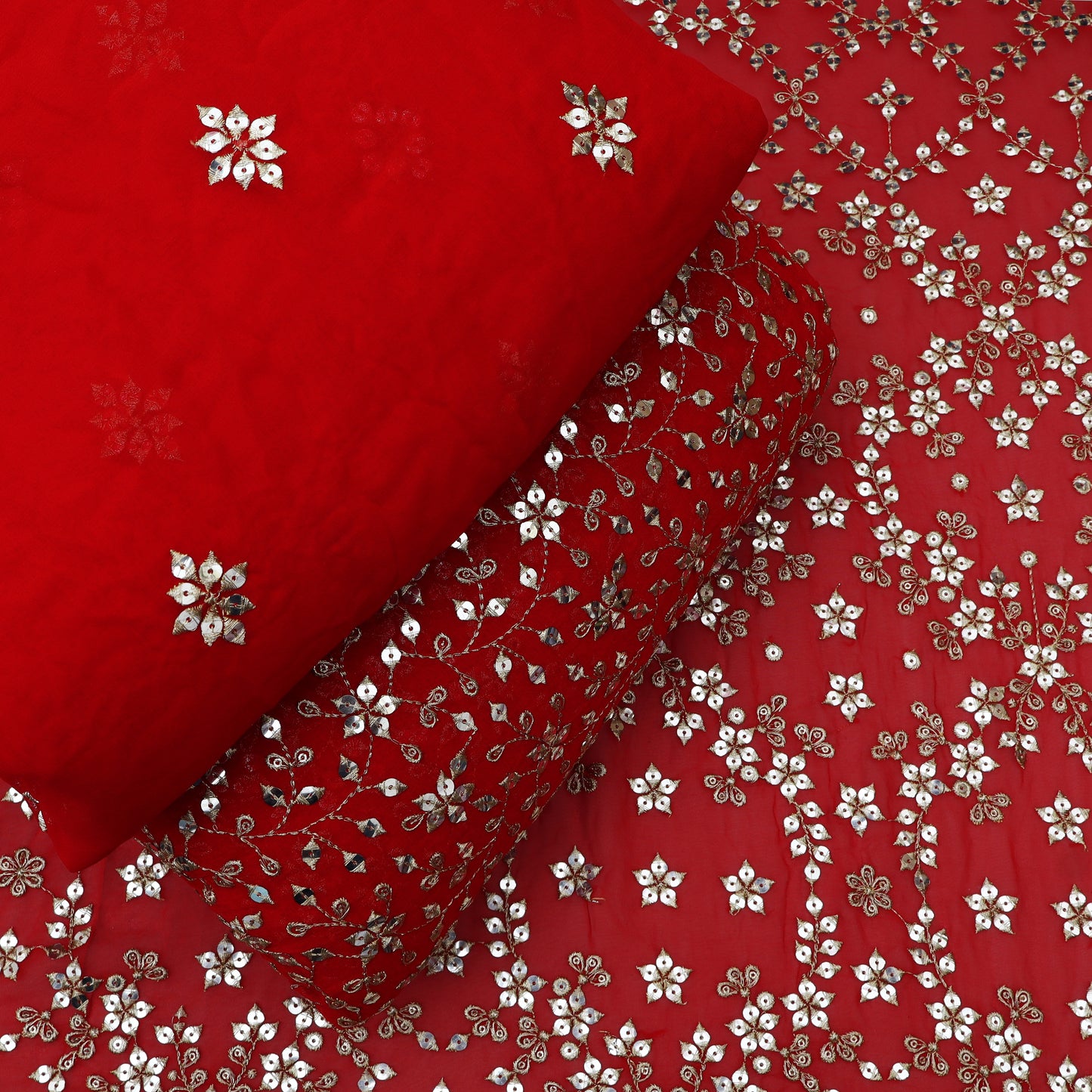 Georgette Sequins Embroidery Fabric