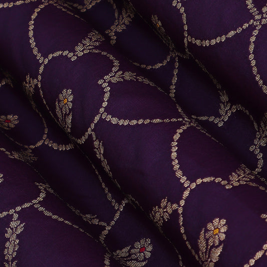 Purple Color Katan Meena Brocade Fabric