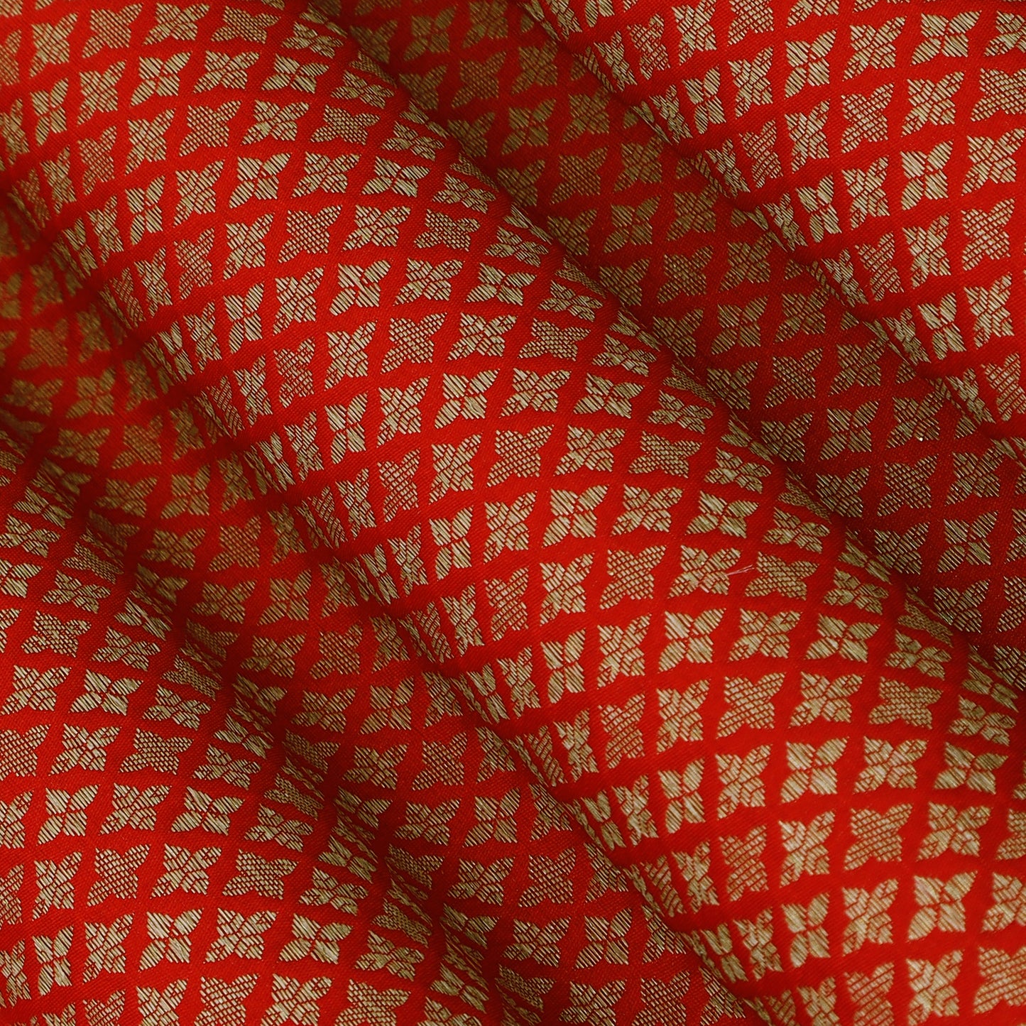 Red Color Katan Meena Brocade Fabric