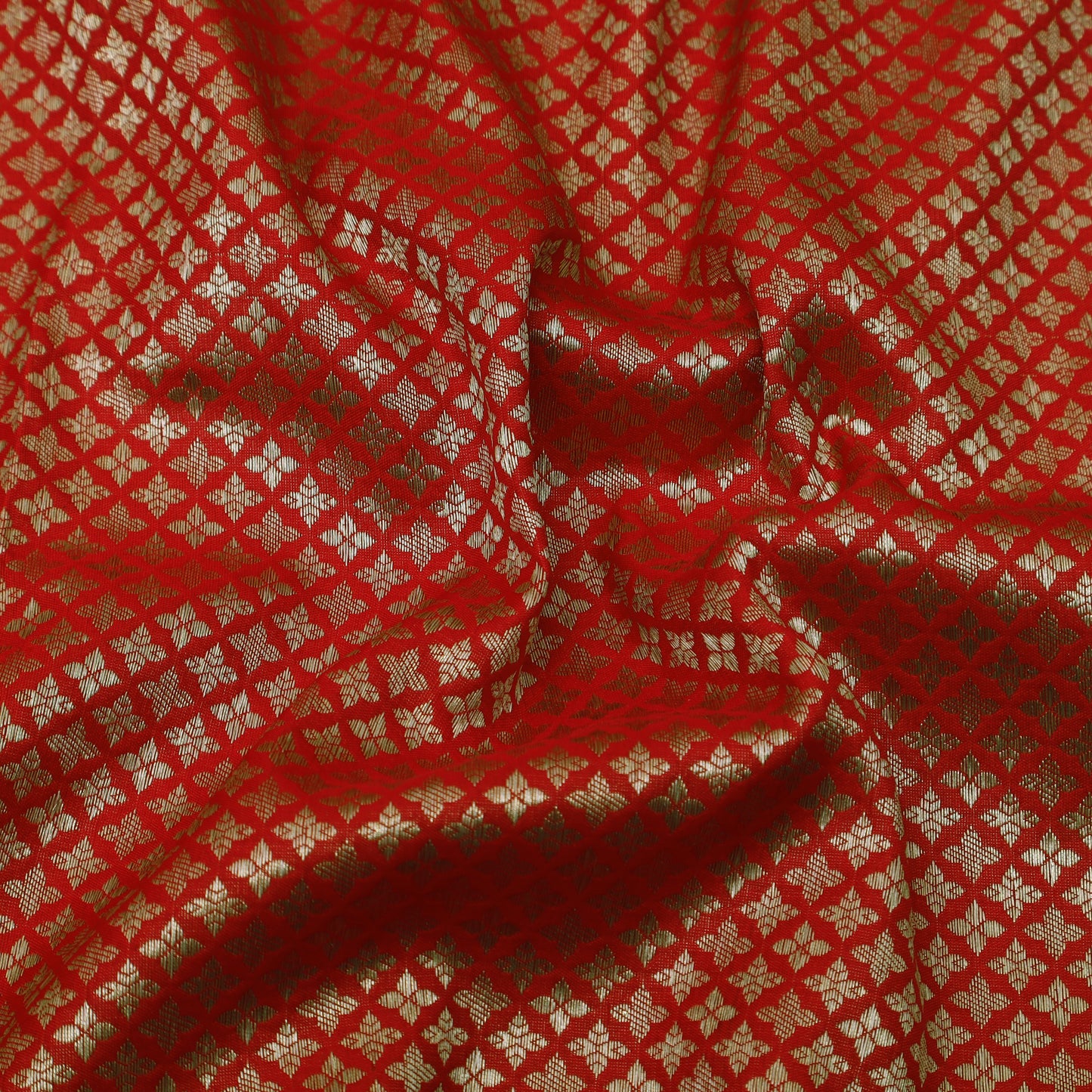 Red Color Katan Meena Brocade Fabric