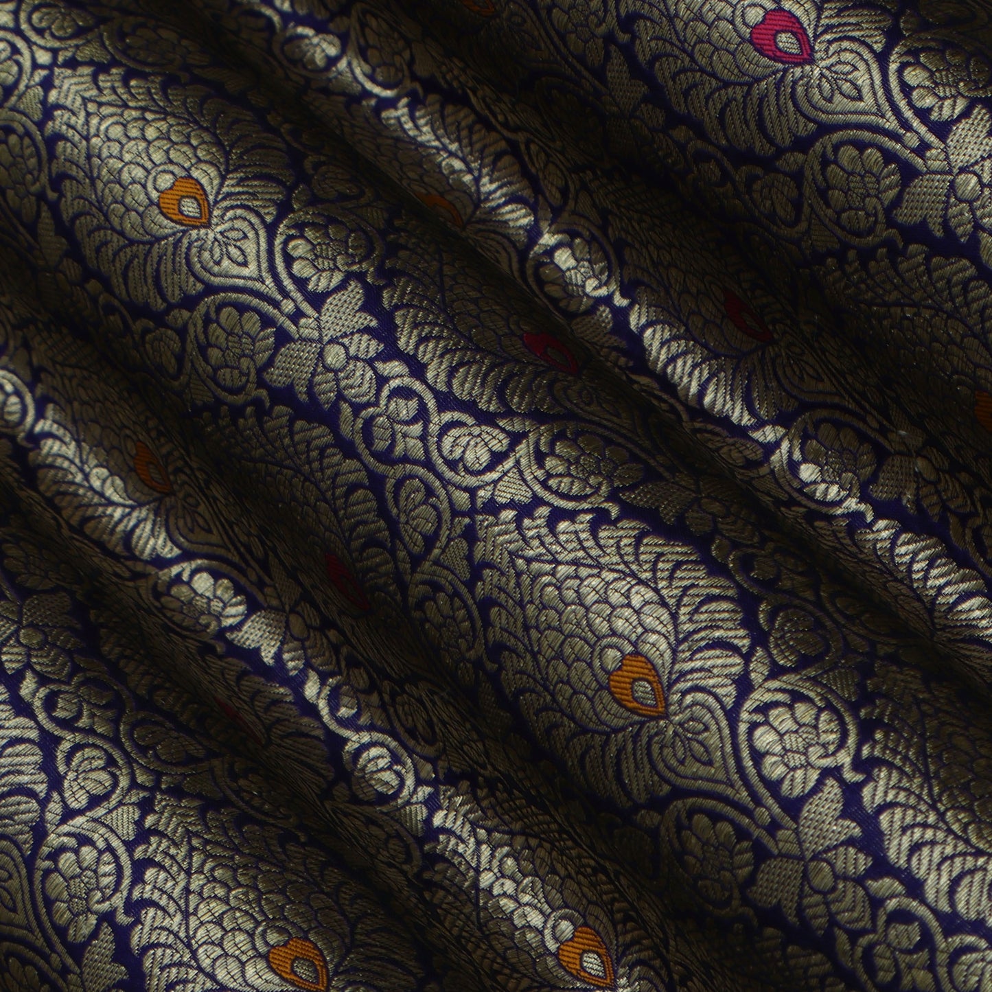 Royal Blue Color Brocade Fabric