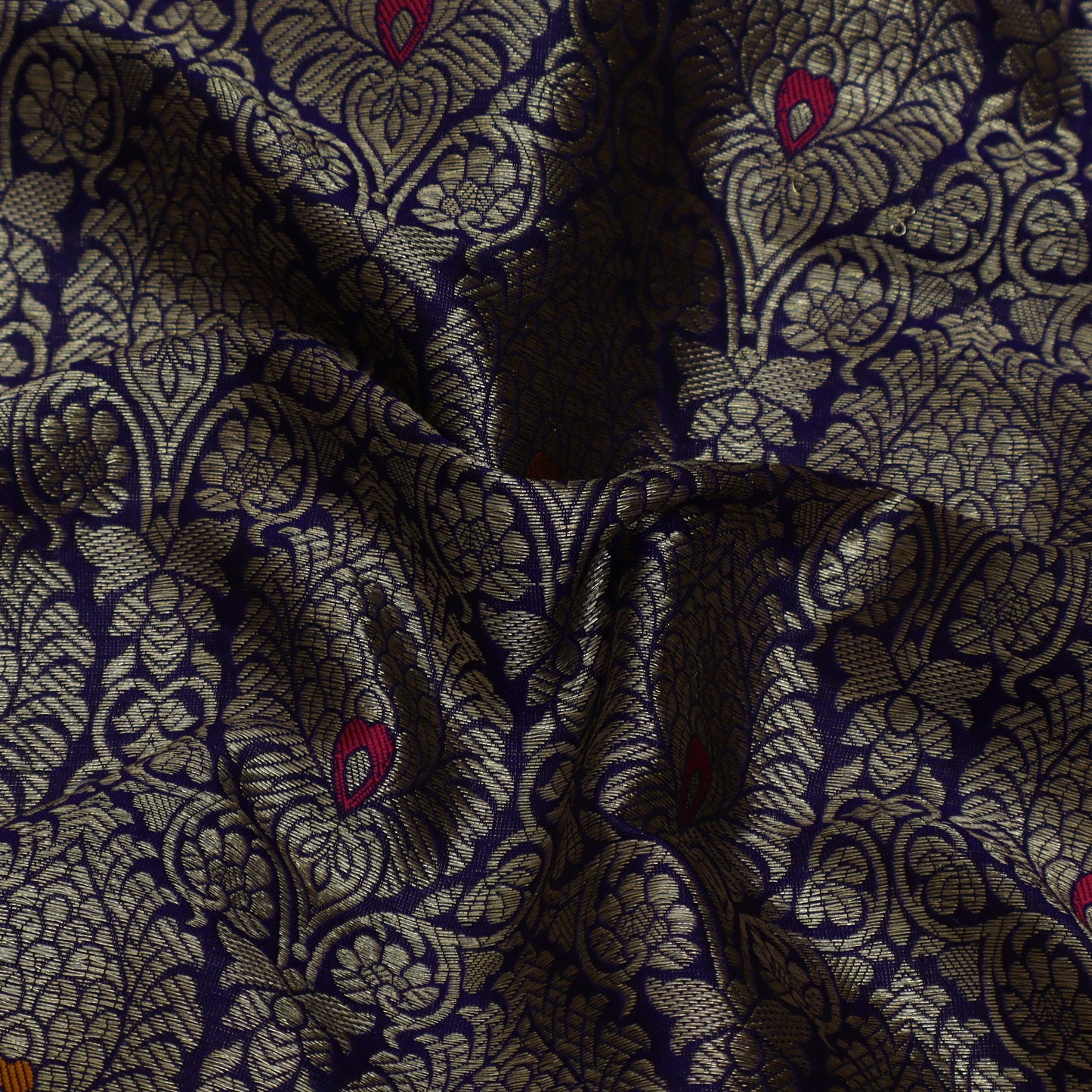 Royal Blue Color Brocade Fabric