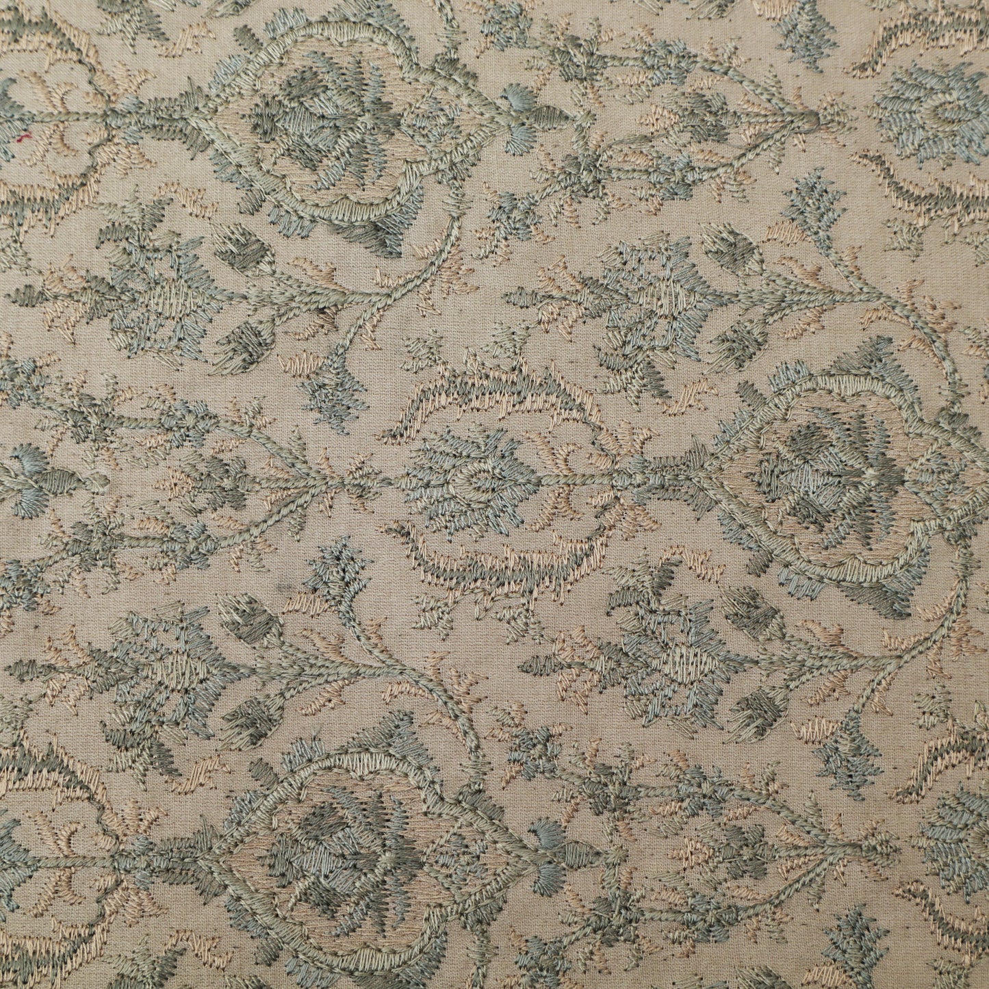 Beige Color Satin Brocade Embroidery Fabric