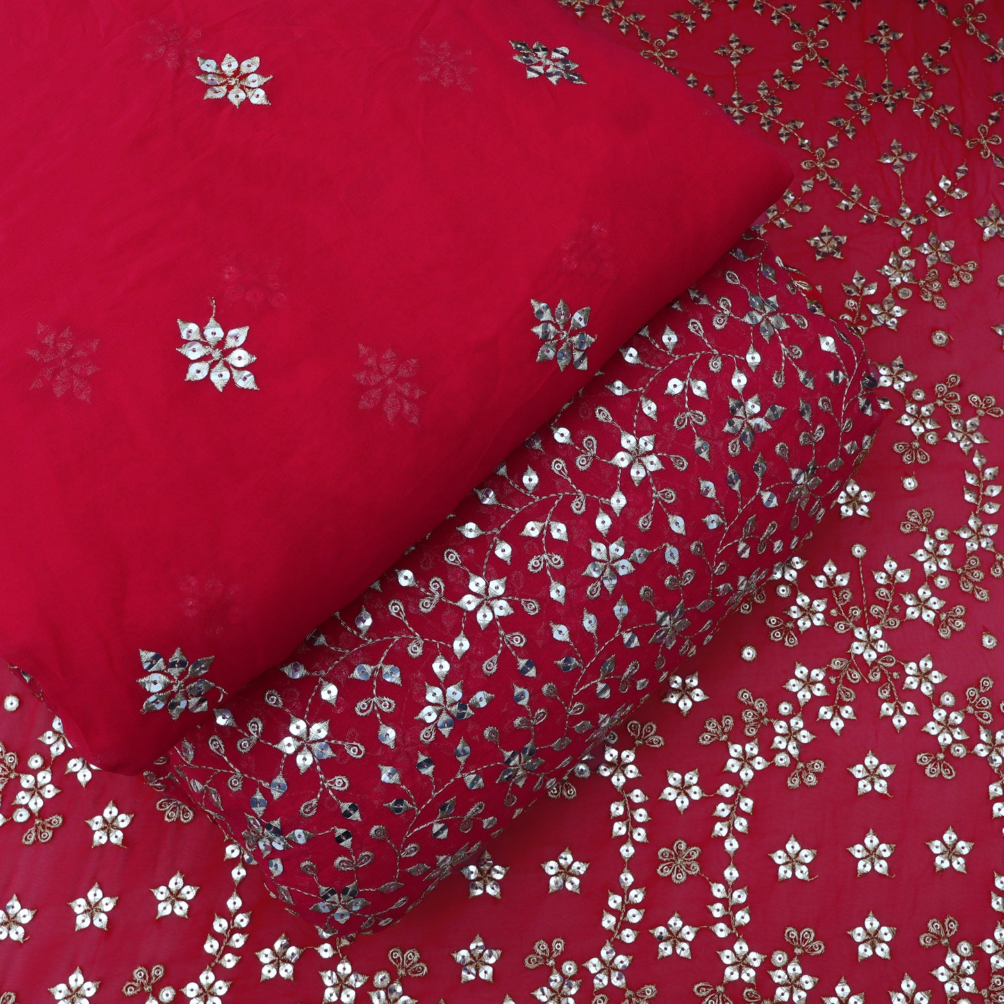 Georgette Sequins Embroidery Fabric