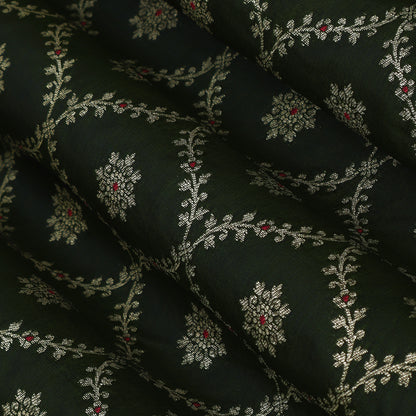 Green Color Katan Meena Brocade Fabric