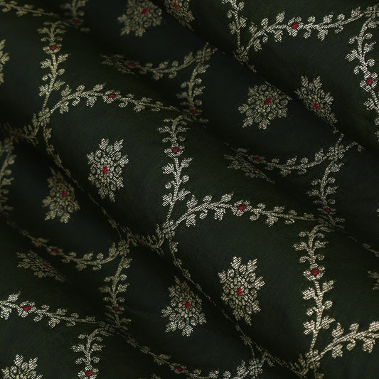 Green Color Katan Meena Brocade Fabric