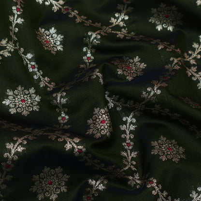 Green Color Katan Meena Brocade Fabric