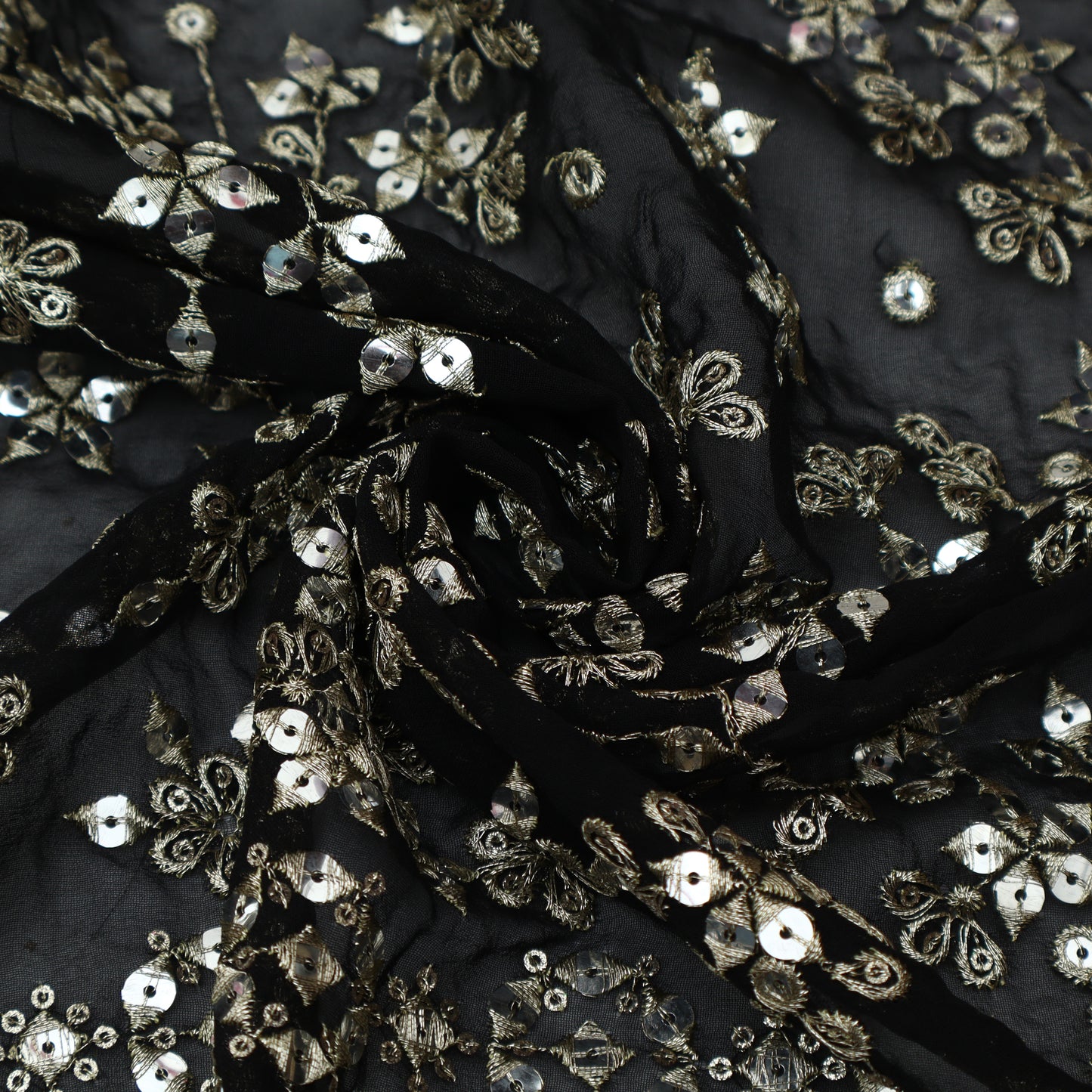 Georgette Sequins Embroidery Fabric