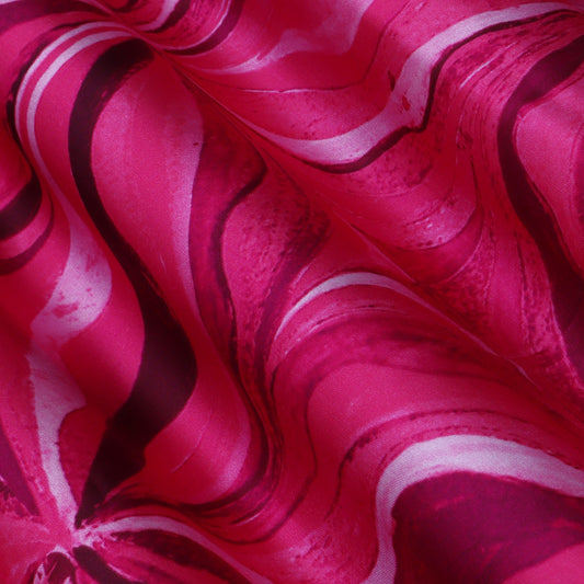 Pink Color Modal Satin Hydra Print Fabric