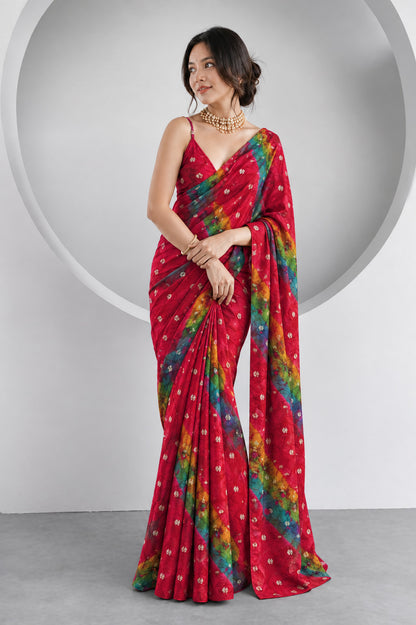 Pure Bandhani Brocade Fabric