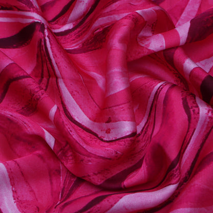 Pink Color Modal Satin Hydra Print Fabric