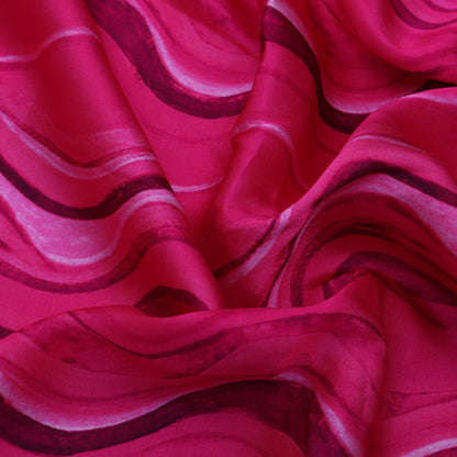 Pink Color Modal Satin Hydra Print Fabric