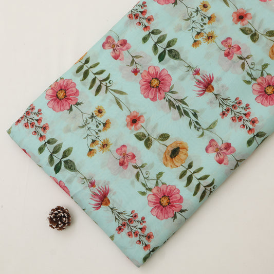 Mul Chanderi Digital Print Fabric