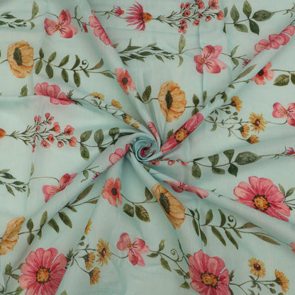 Mul Chanderi Digital Print Fabric