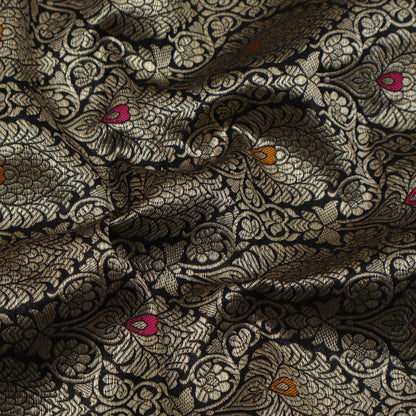 Black Color Katan Meena Brocade Fabric