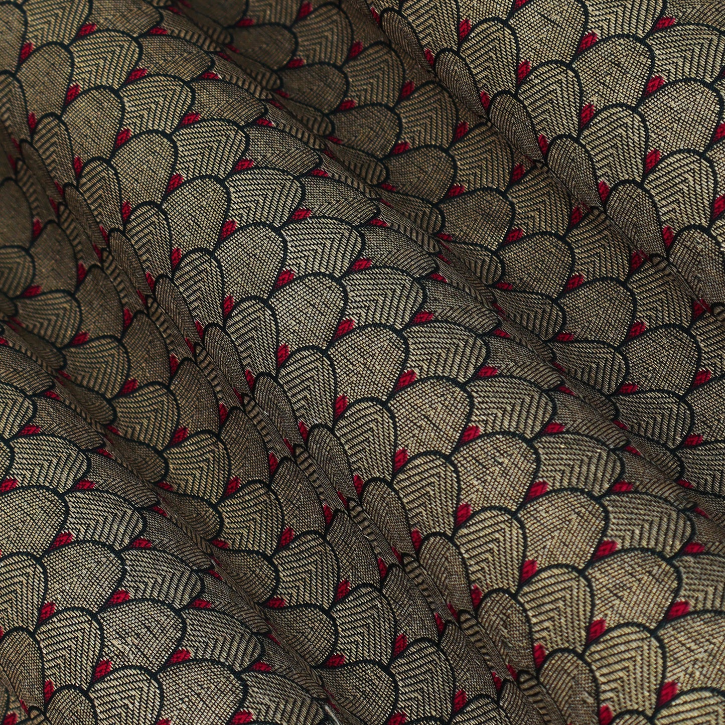 Green Color Katan Meena Brocade Fabric