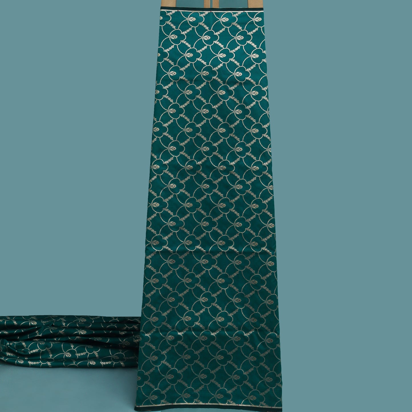 Pine Green Color Katan Meena Brocade Fabric