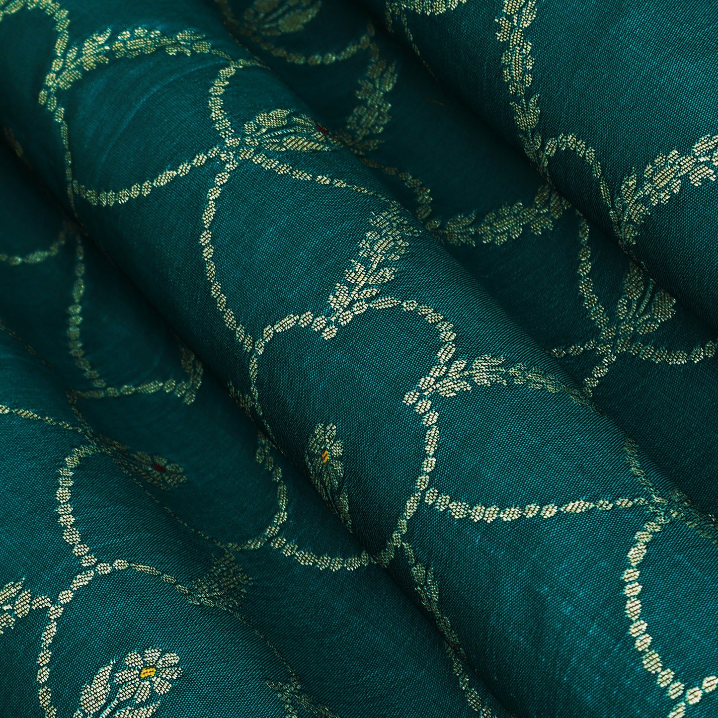 Pine Green Color Katan Meena Brocade Fabric