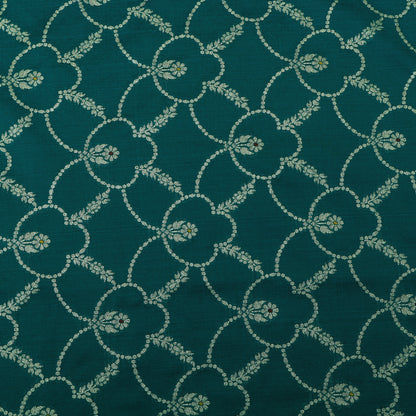 Pine Green Color Katan Meena Brocade Fabric