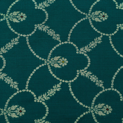 Pine Green Color Katan Meena Brocade Fabric