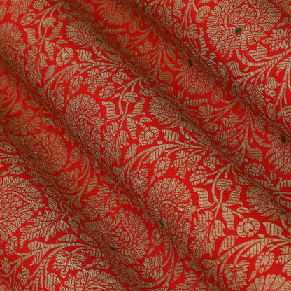 Red Color Katan Meena Brocade Fabric