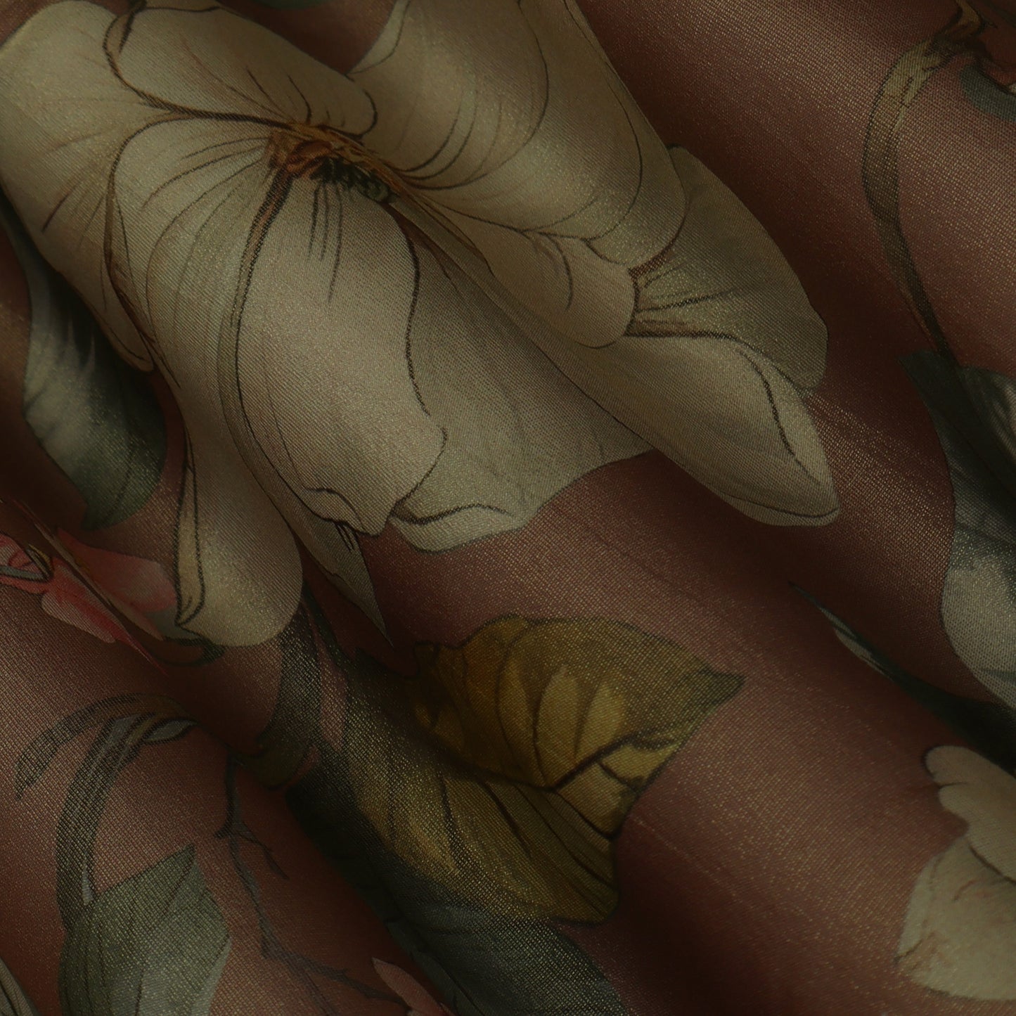 Brown Color Tissue Print Fabric