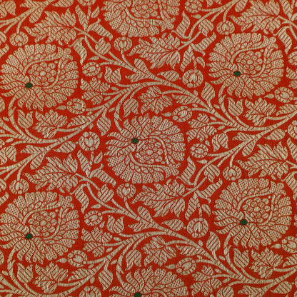 Red Color Katan Meena Brocade Fabric