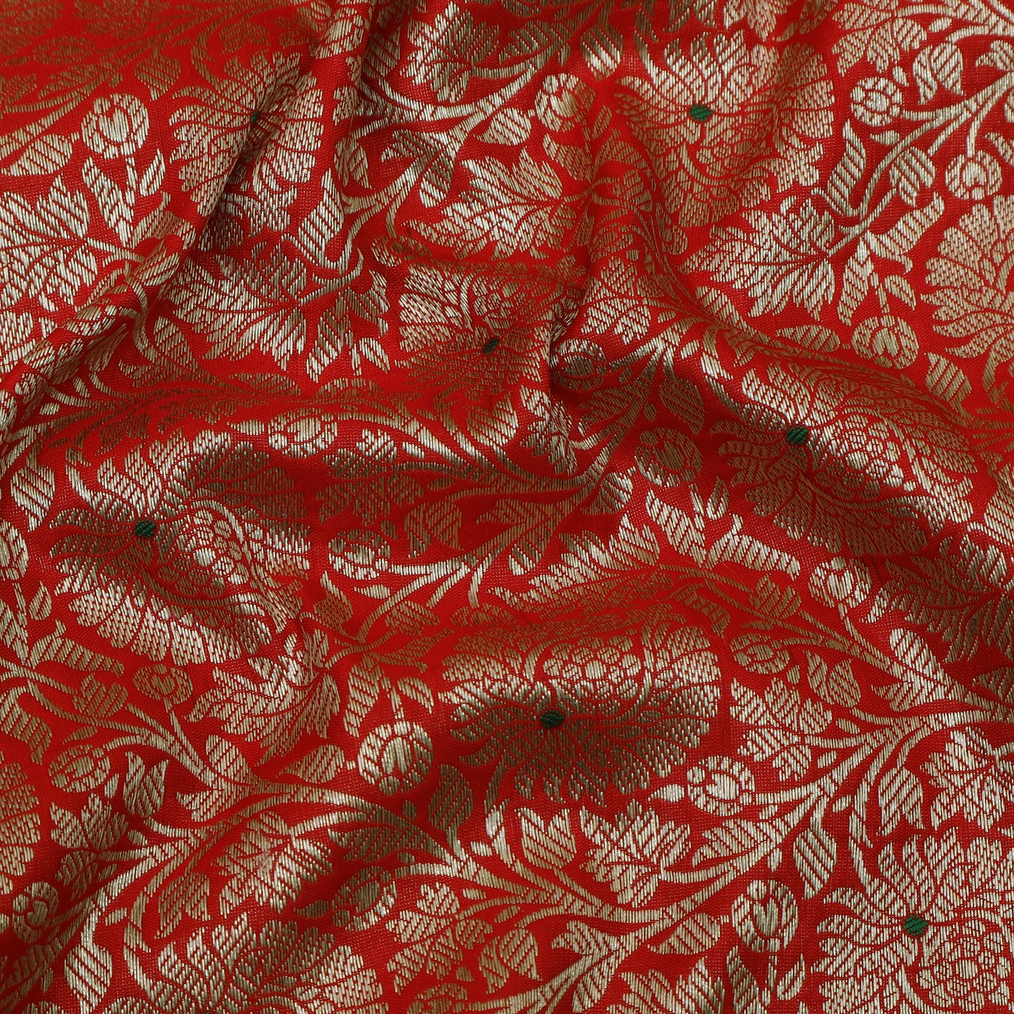 Red Color Katan Meena Brocade Fabric