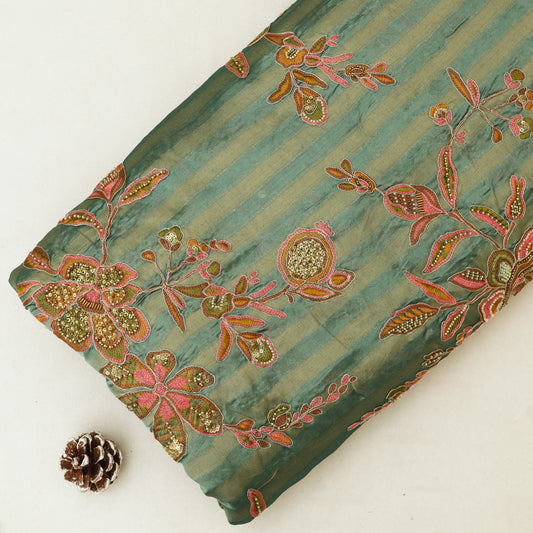 Pure Dupion Tissue Embroidered Fabric