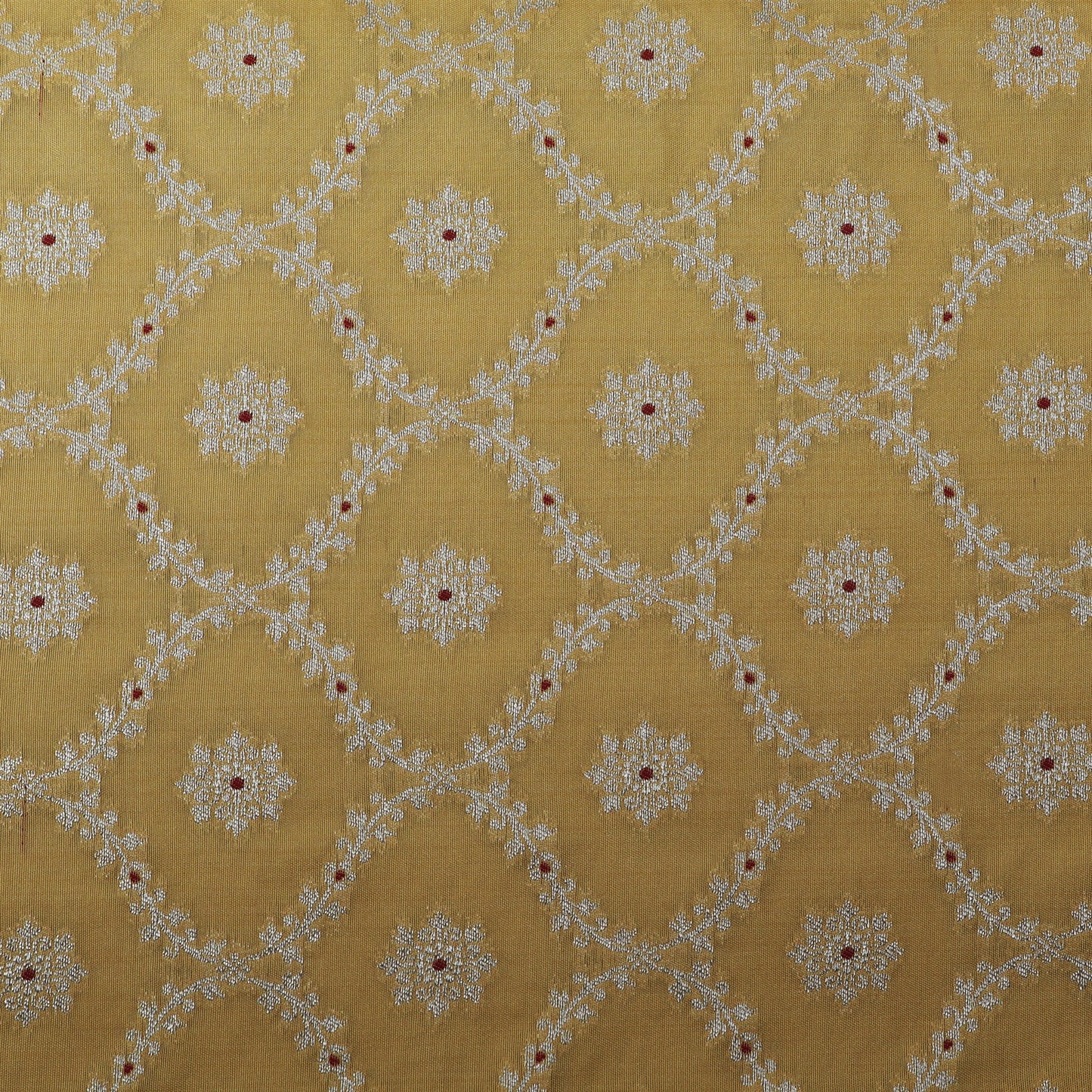 Yellow Color Katan Meena Brocade Fabric