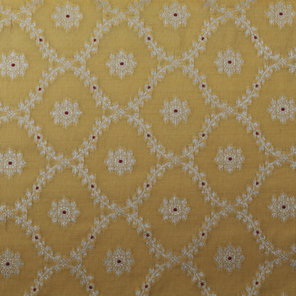 Yellow Color Katan Meena Brocade Fabric