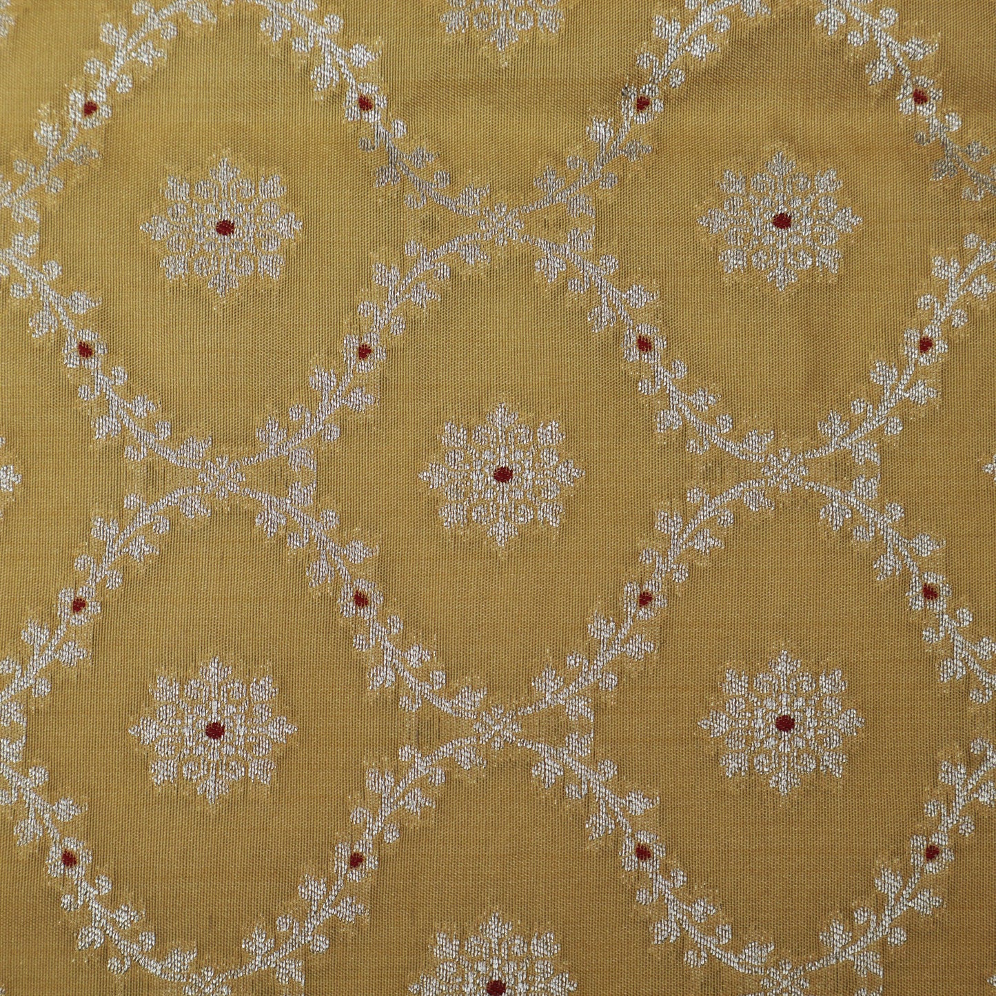 Yellow Color Katan Meena Brocade Fabric