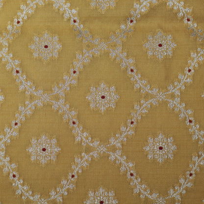 Yellow Color Katan Meena Brocade Fabric