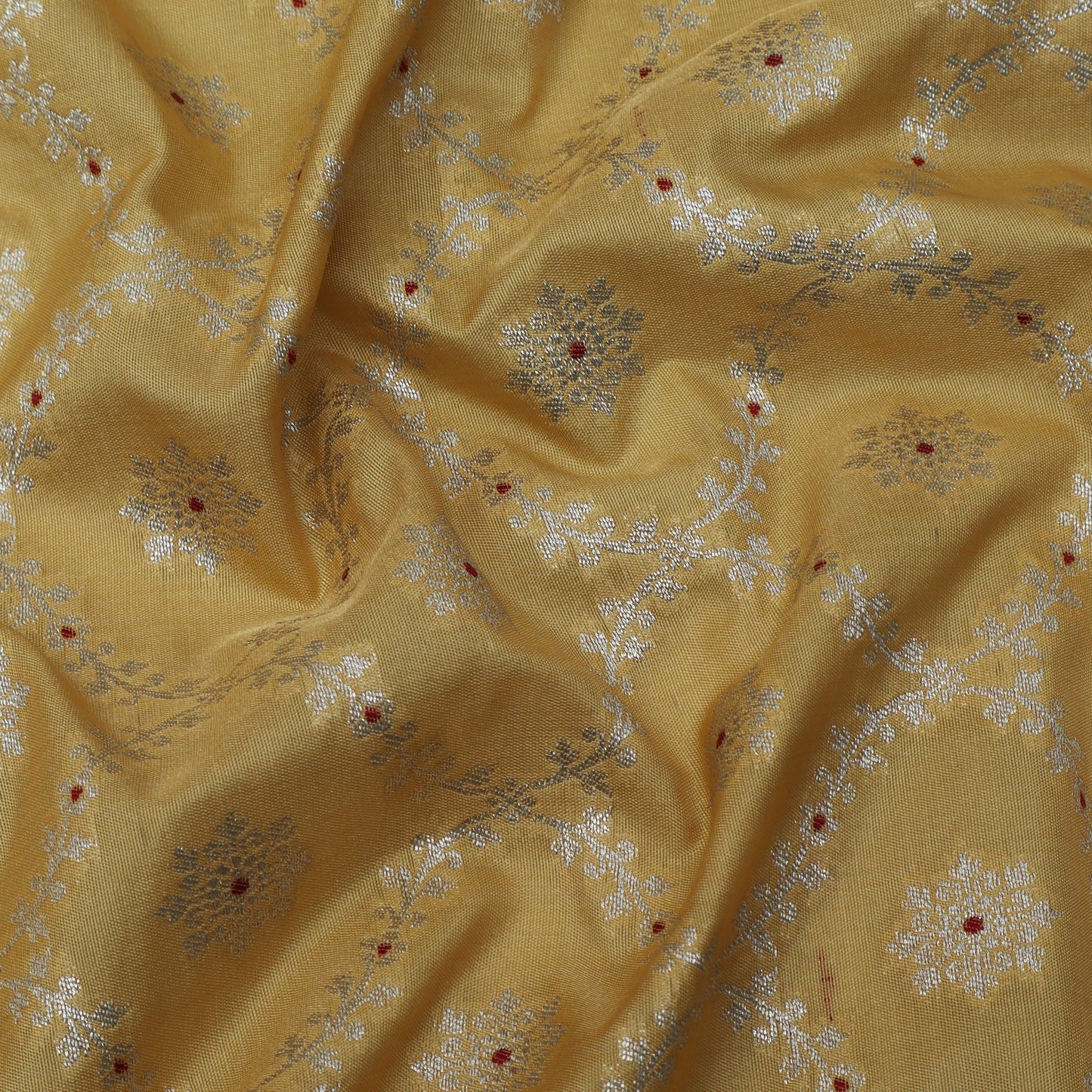 Yellow Color Katan Meena Brocade Fabric