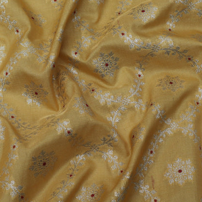 Yellow Color Katan Meena Brocade Fabric