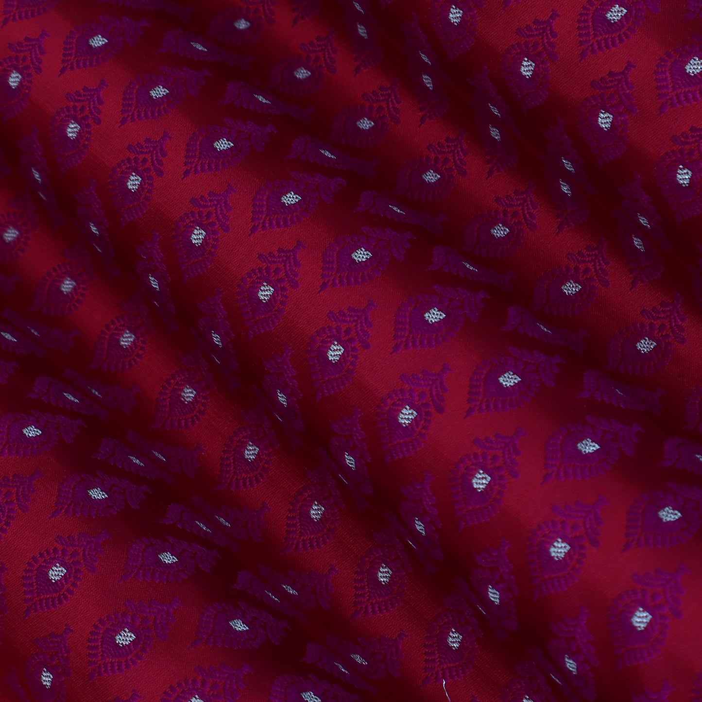 Maroon Color Katan Meena Brocade Fabric