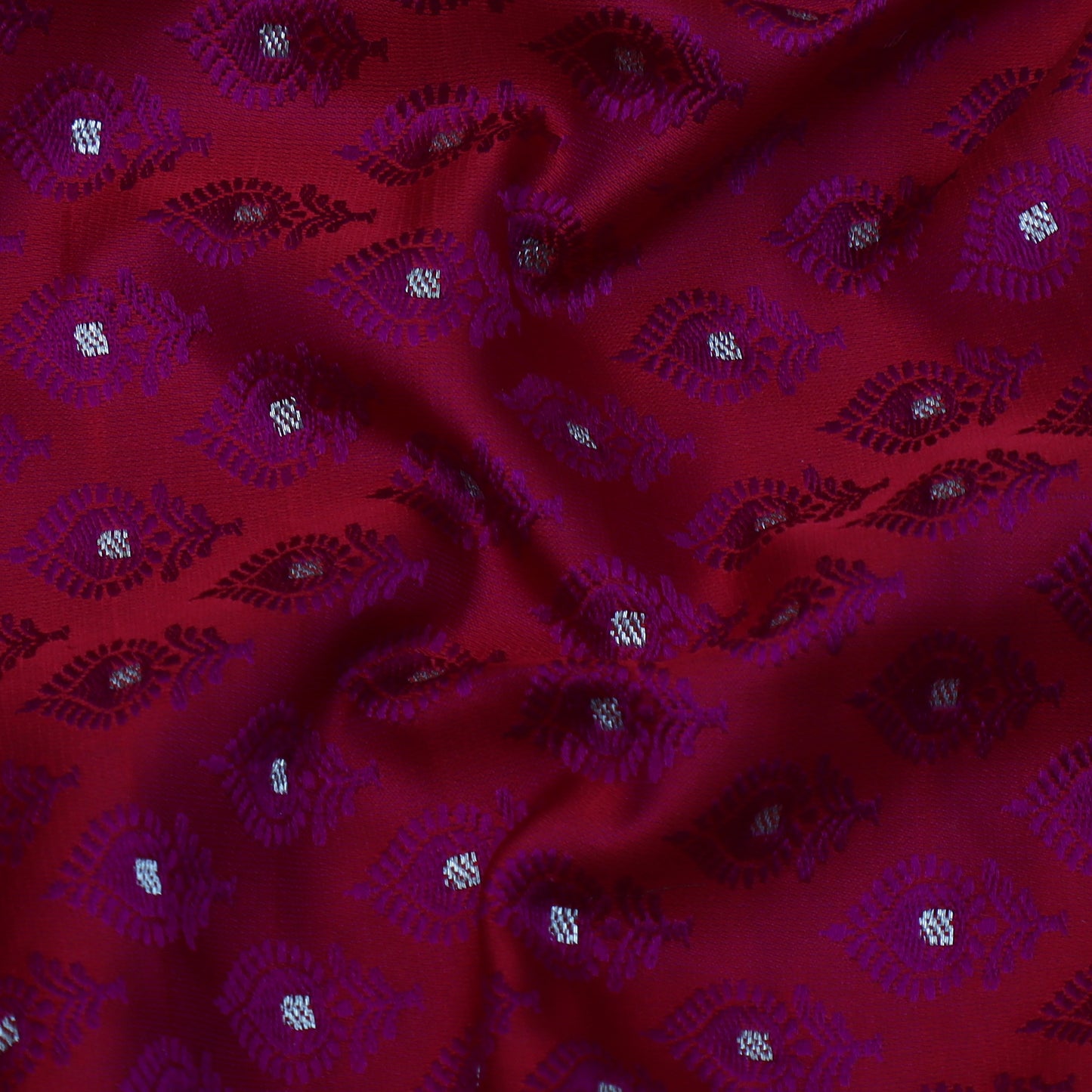 Maroon Color Katan Meena Brocade Fabric