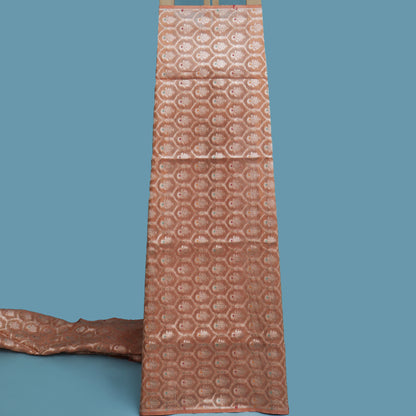 Peach Color Tissue Brocade Fabric