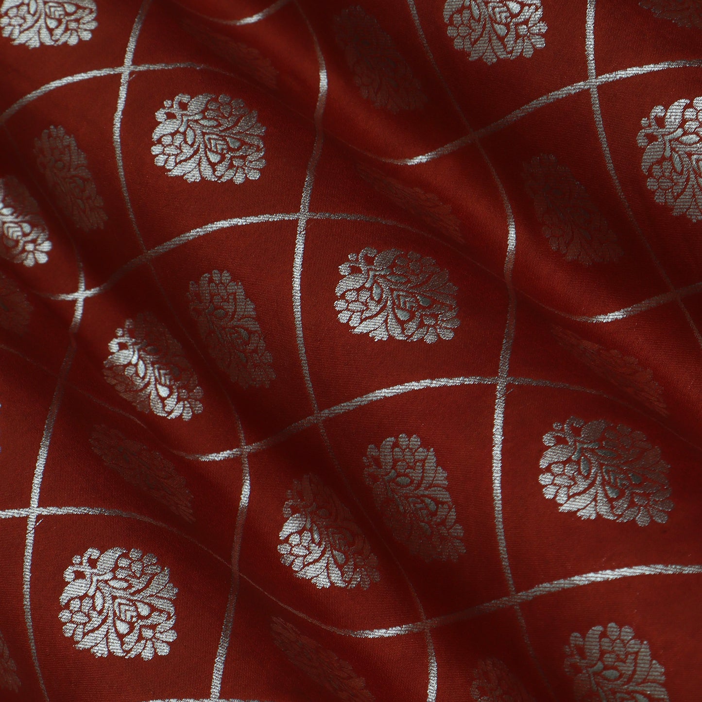 Rust Color Brocade Fabric