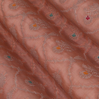 Peach Color Tissue Brocade Fabric