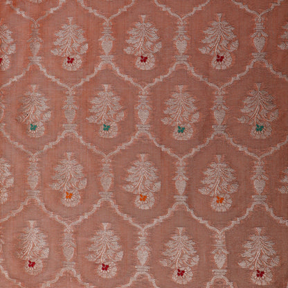 Peach Color Tissue Brocade Fabric